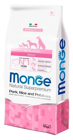 Корм для собак Monge Speciality Line (Сухой корм Монже  для собак всех пород свинина с рисом и картофелем )