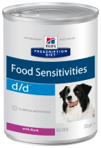 Корм для собак Hill's  D/D Canine Skin Support Duck canned (Консервы Хиллс диета для собак утка рис лечение пищевых аллергий  острых панкреатитов ) 