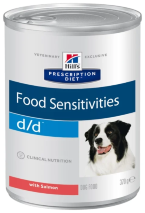 Корм для собак Hill's Prescription Diet D/D Canine Skin Support Salmon canned (Консервы Хиллс диета для собак лосось лечение пищевых аллергий острых панкреатитов)