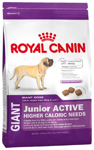 Корм для собак Royal Canin Giant Junior Active (Сухой корм Роял Канин Джайнт Юниор Актив для щенков гигантских пород с высокими энергетическими потребностями в возрасте от 8 до 24 месяцев)