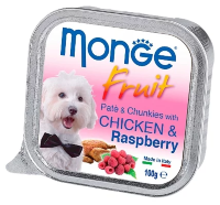 Консервы для собак Monge Dog Fruit – Нежный паштет для собак из курицы с малиной