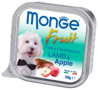 Консервы для собак Monge Dog Fruit – Нежный паштет для собак из ягненка с яблоком