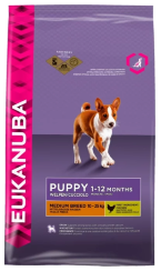 Корм для собак Eukanuba Puppy &amp; Junior Medium Breed (ухой корм Эукануба для щенков средних пород в возрасте  до  года с Курицей)