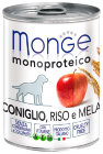 Консервы для собак Monge Dog Monoproteico Fruits -  Монобелковый паштет для собак из кролика с рисом и яблоками