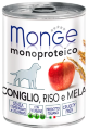 Консервы для собак Monge Dog Monoproteico Fruits -  Монобелковый паштет для собак из кролика с рисом и яблоками - Консервы для собак Monge Dog Monoproteico Fruits -  Монобелковый паштет для собак из кролика с рисом и яблоками