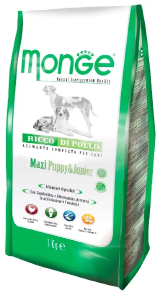 Корм для собак Monge Dog Maxi Puppy&Junior (Сухой корм Монже для щенков крупных пород)