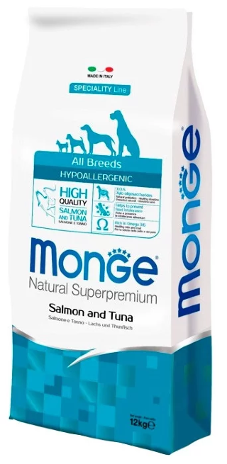 Корм для собак Monge Speciality Line Hypoallergenic (Сухой корм Монже для собак гипоаллергенный лосось с тунцом) 